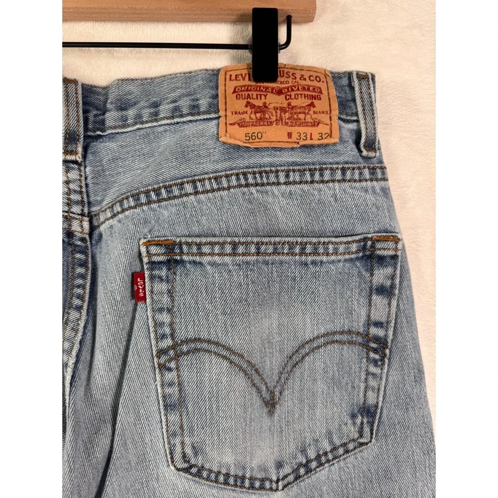 Levis 560 Comfort Fit Jeans Mens 33x32 Light Wash Blue Tapered Leg Vintage 90s